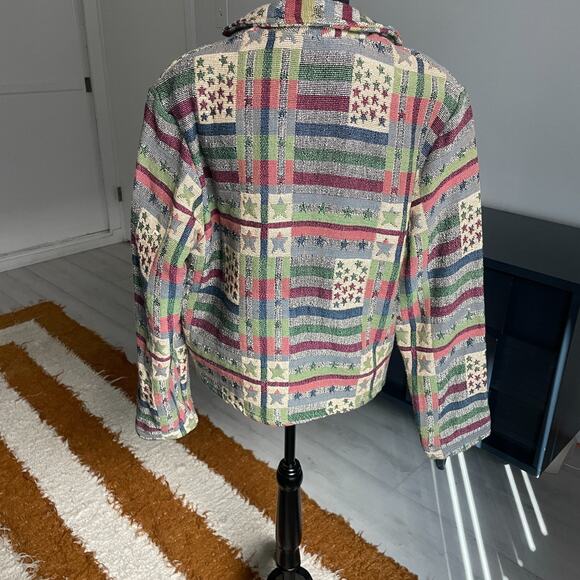 Vintage Blazer Medium New Identity Americana Stars Stripes Patriotic Tapestry - Picture 6 of 11